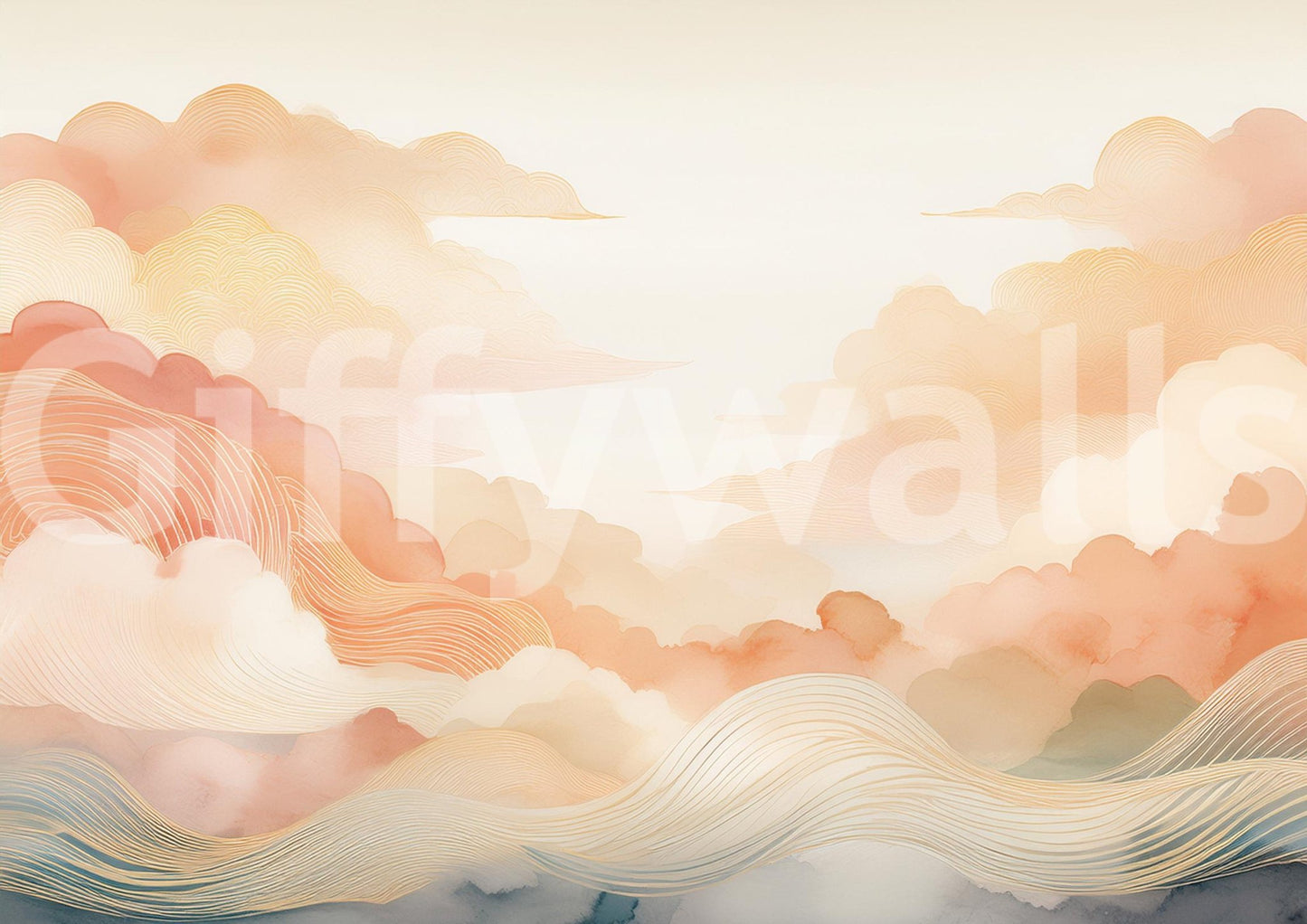 Coral Cloud Mural for a Refreshing Interior Look