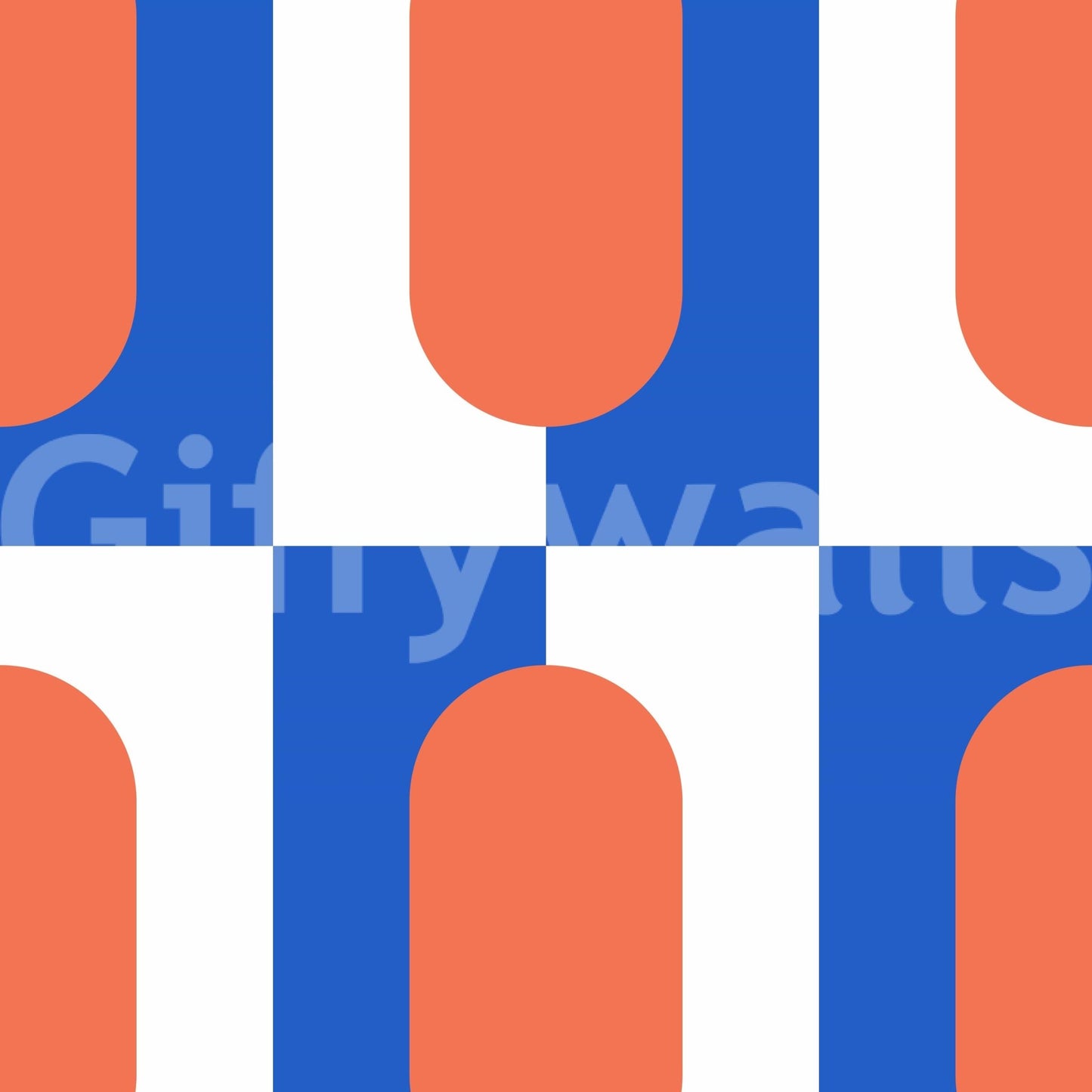 Fresh geometric coral blue wallpaper for interiors