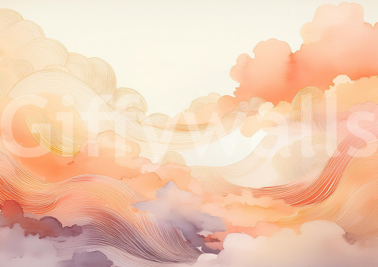 Bold Coral Dream Swirls mural for a statement wall