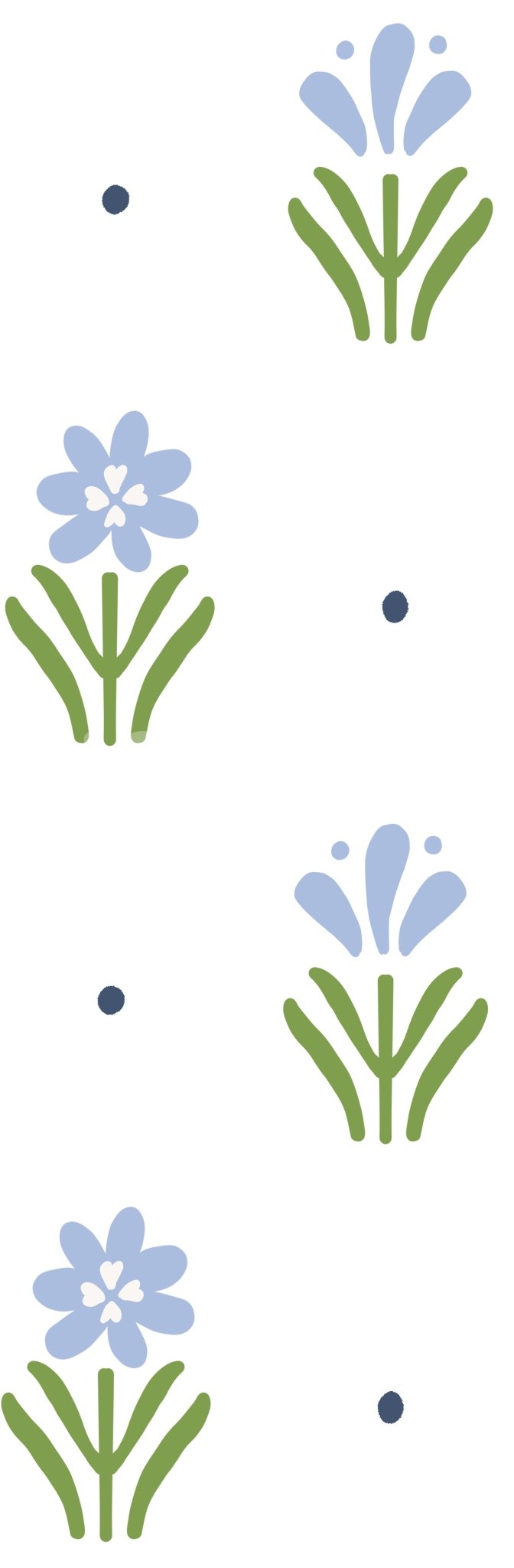 Country Cottage Style Blue Floral Wallpaper Mural