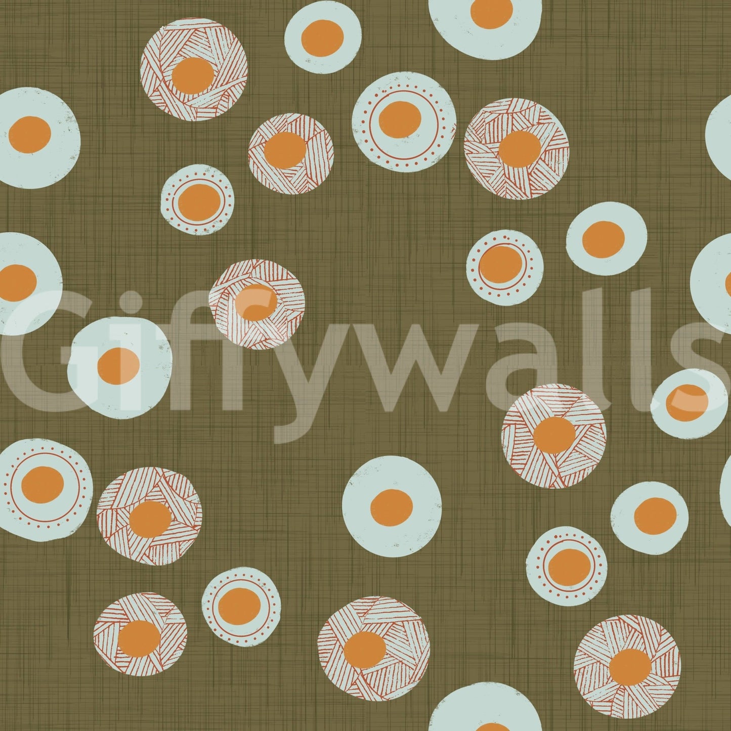 Cozy Scandi Folk Dot Floral Earthy Olive - Craft Circle Wallpaper