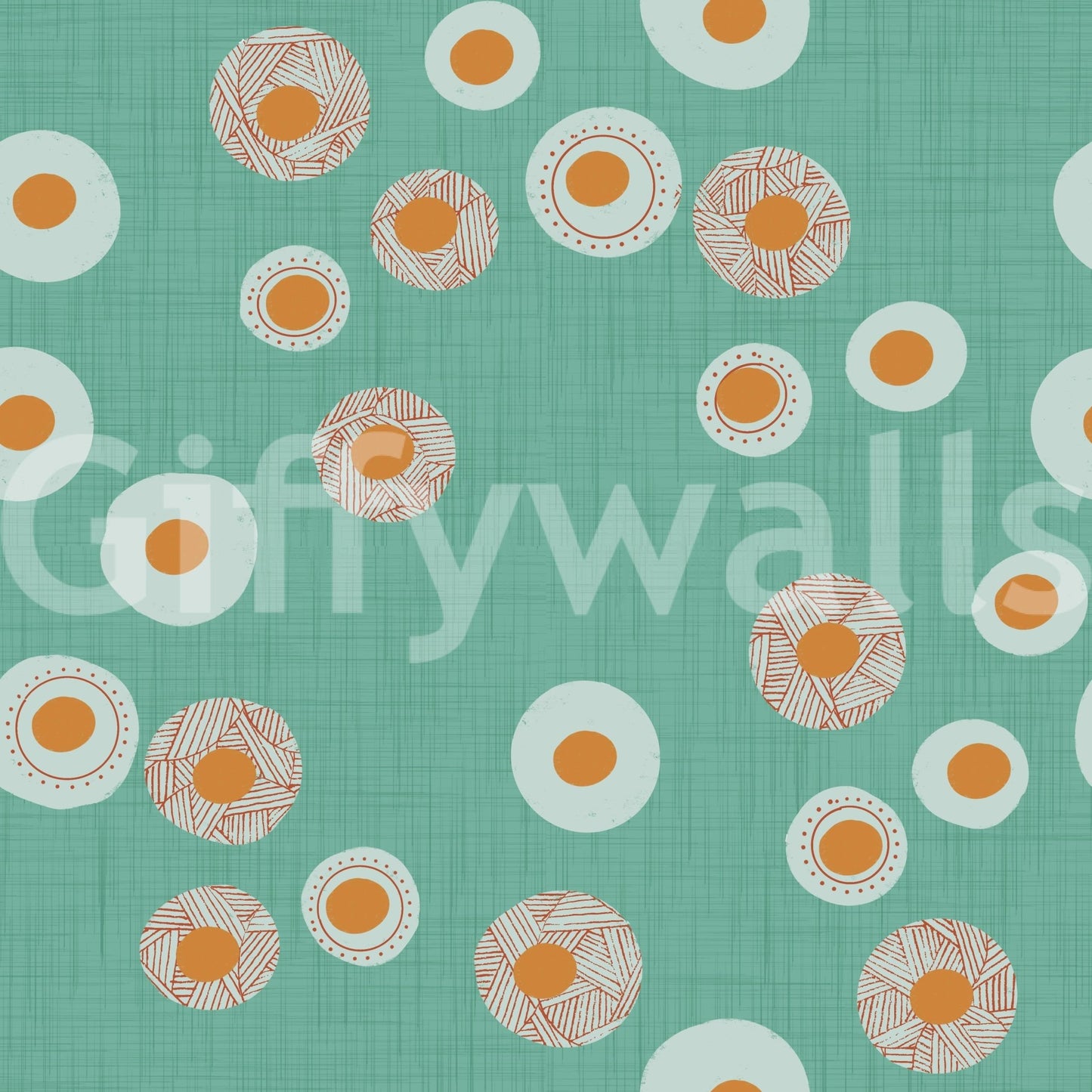 Cozy Scandi Folk Dot Floral Sage Mint - Craft Circle Wallpaper