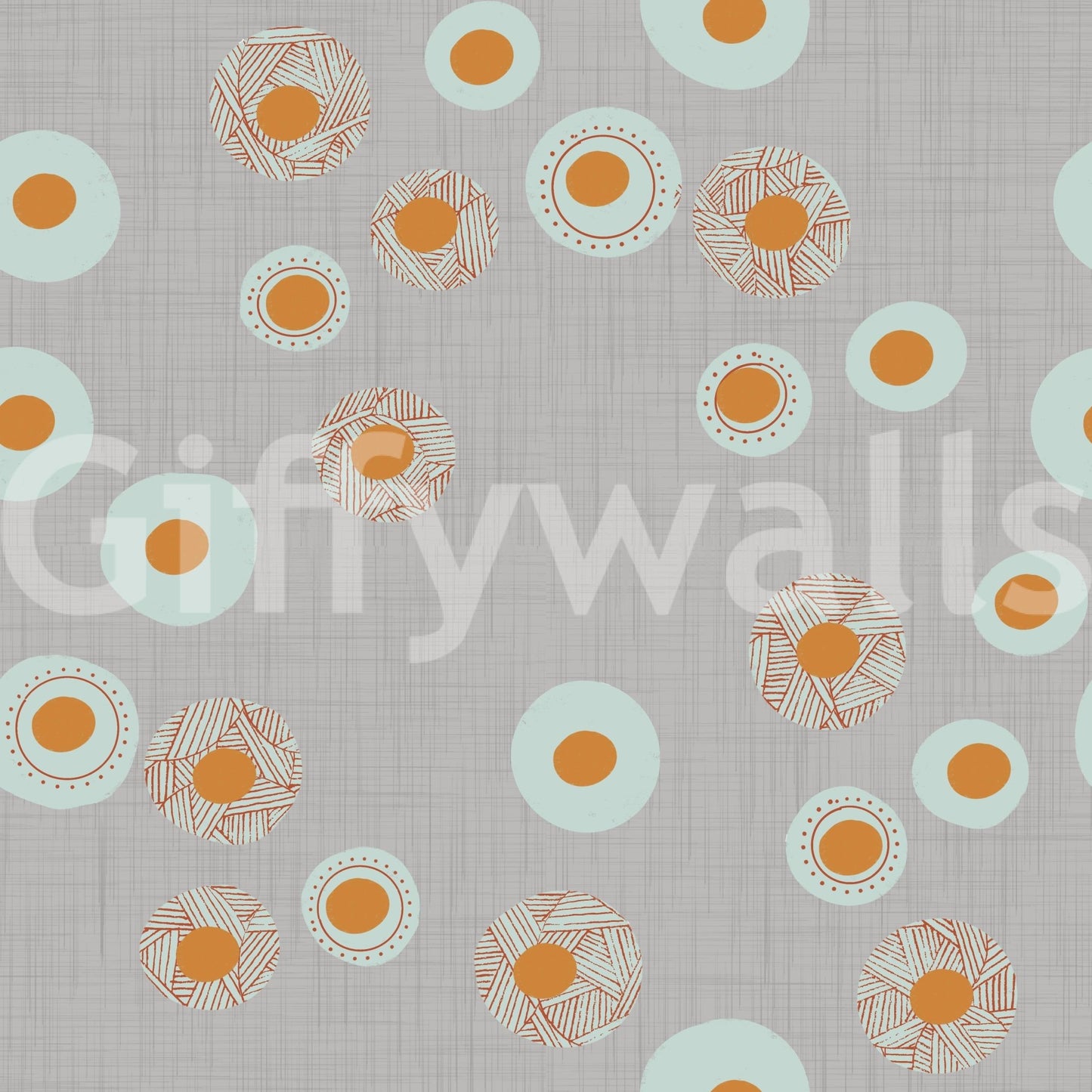 Warm linen ground in Cozy Scandi Folk Dot Floral Craft Circle Wallpaper with soft dots