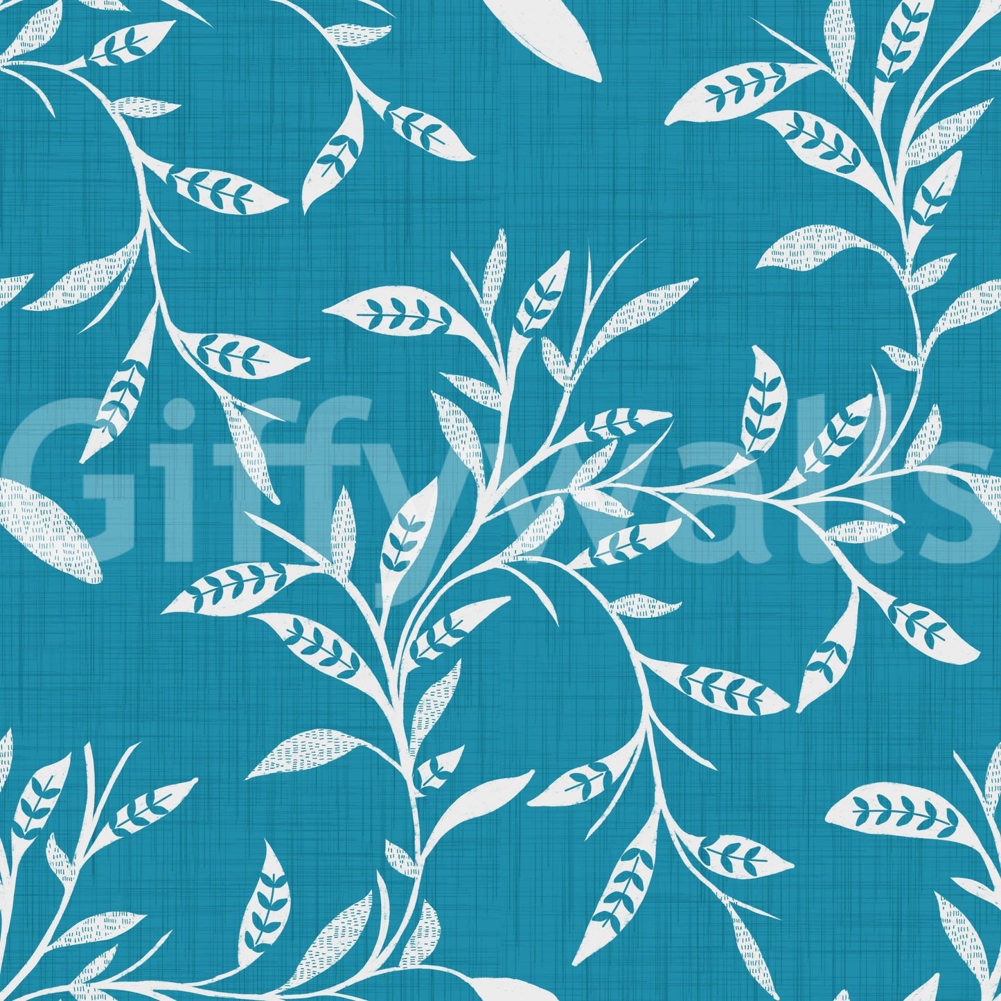 Cozy Scandi Folk Leaf Vine Nordic Teal Craft Blender Wallpaper with leafy vine pattern, GD8540