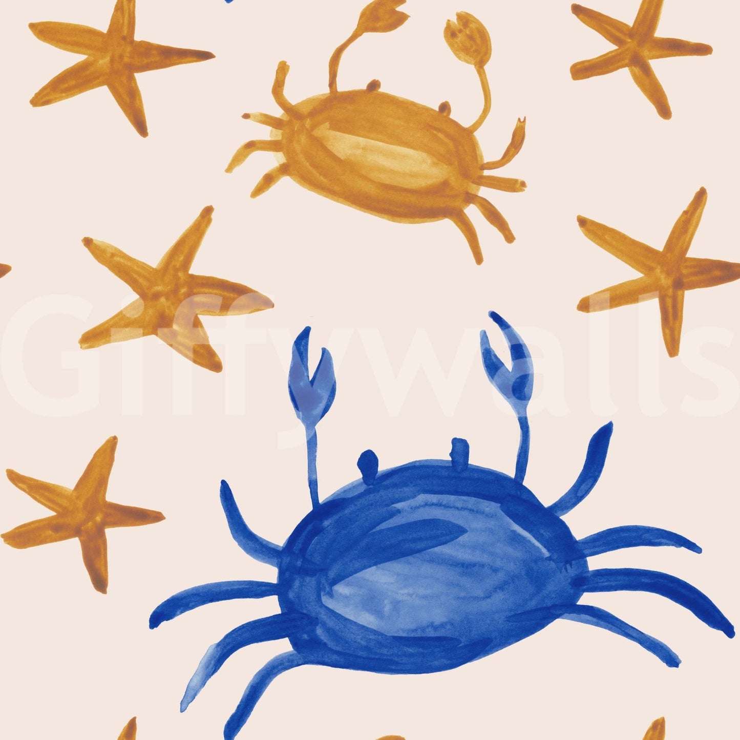 Crabs & Stars Wallpaper Whimsical ocean life style.