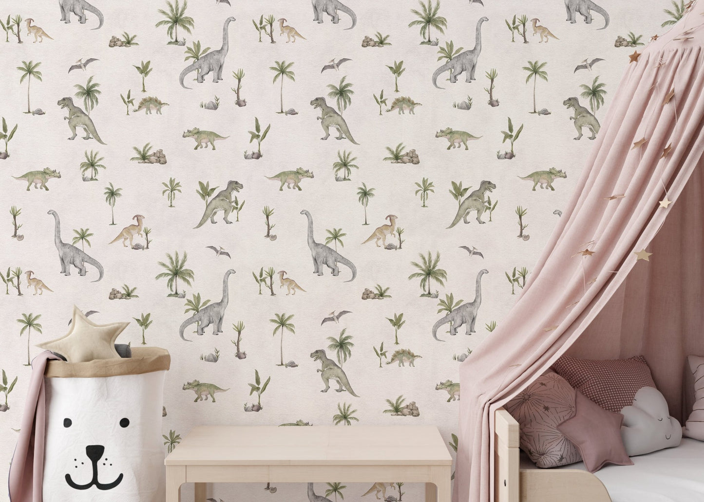 Cream Beige Dinosaur Wallpaper