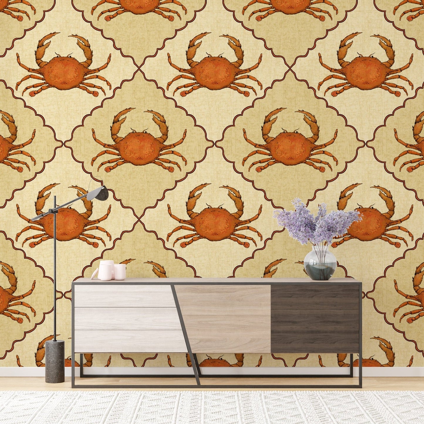 Vibrant crustacean core mural for a lively and dynamic look.