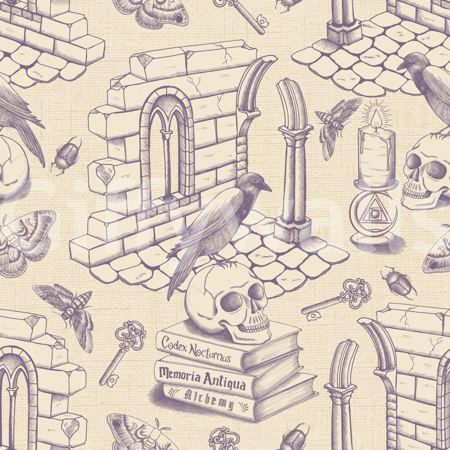 Beautiful Grey Purple Toile de Jouy Wallpaper Pattern