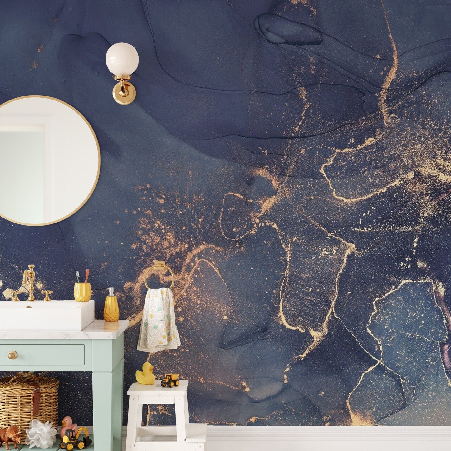 Textured Dark Blue Alcohol Art Mural