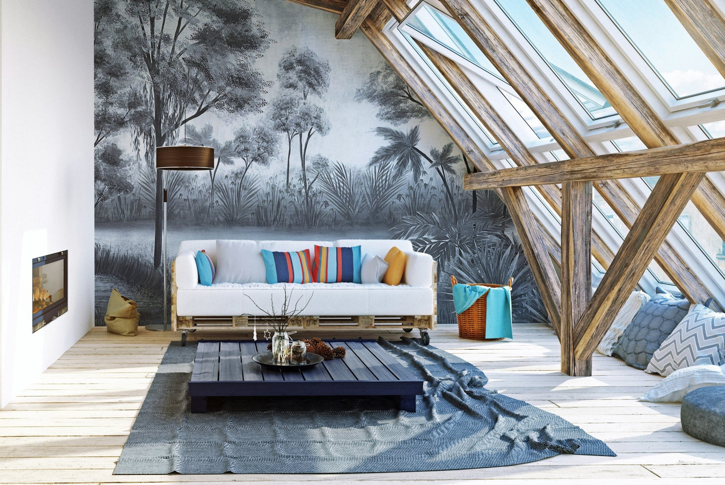 Nature-inspired gloomy trees wallpaper mural