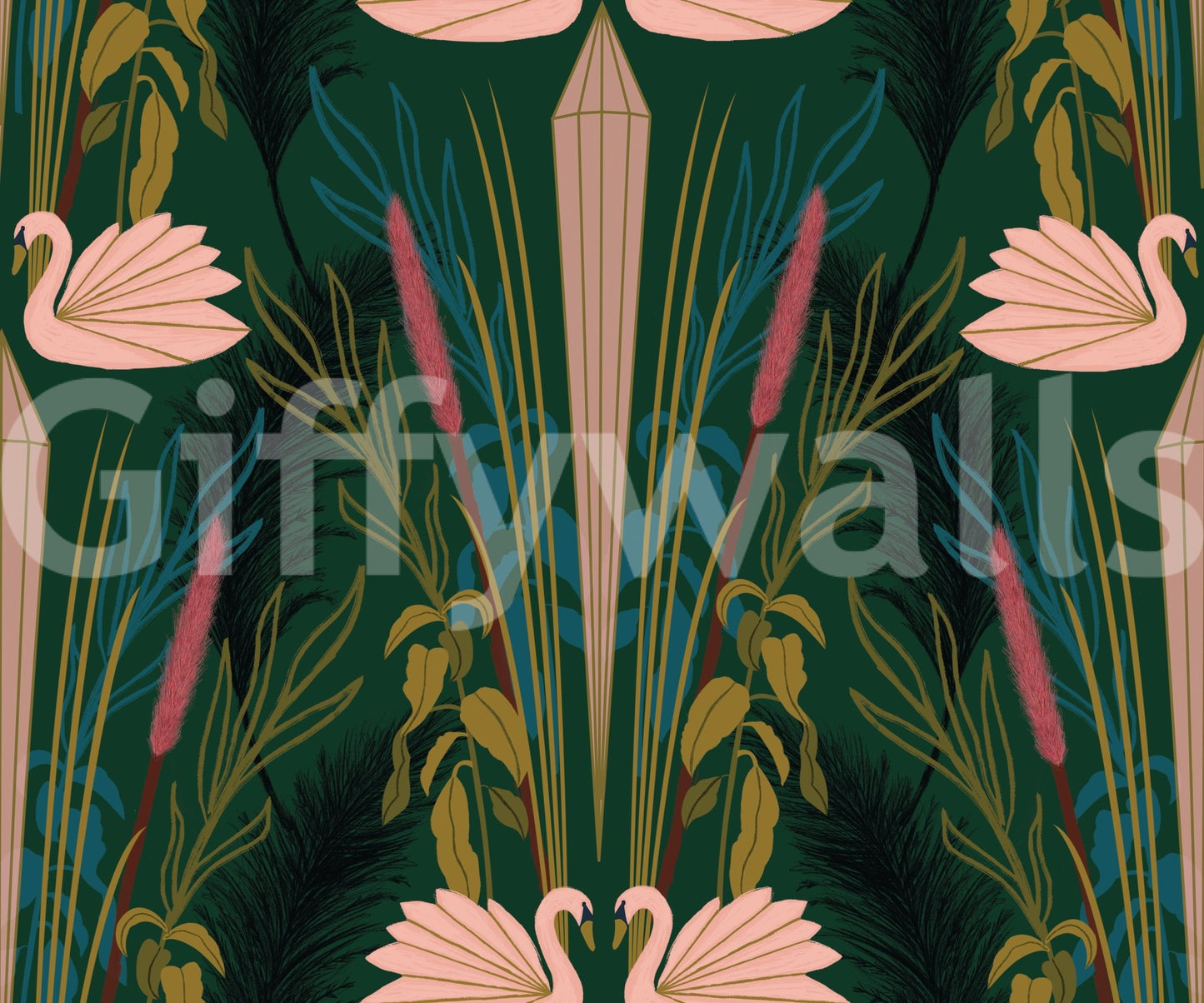 Wallpaper with serene swan design
