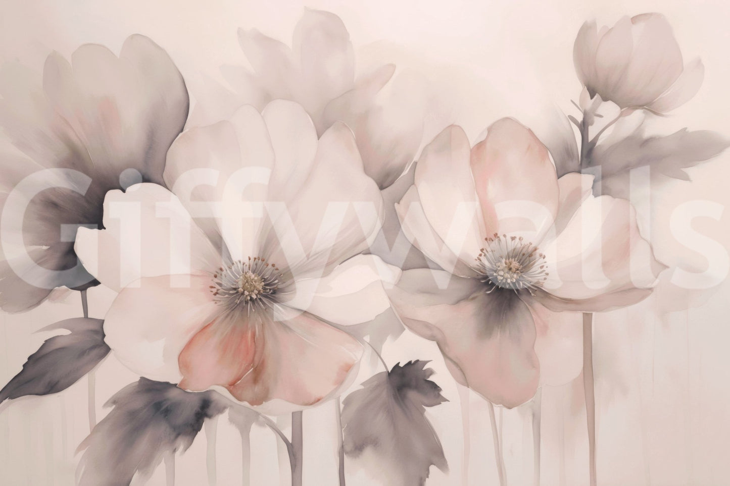 A seamless pattern of blossoms on a wall