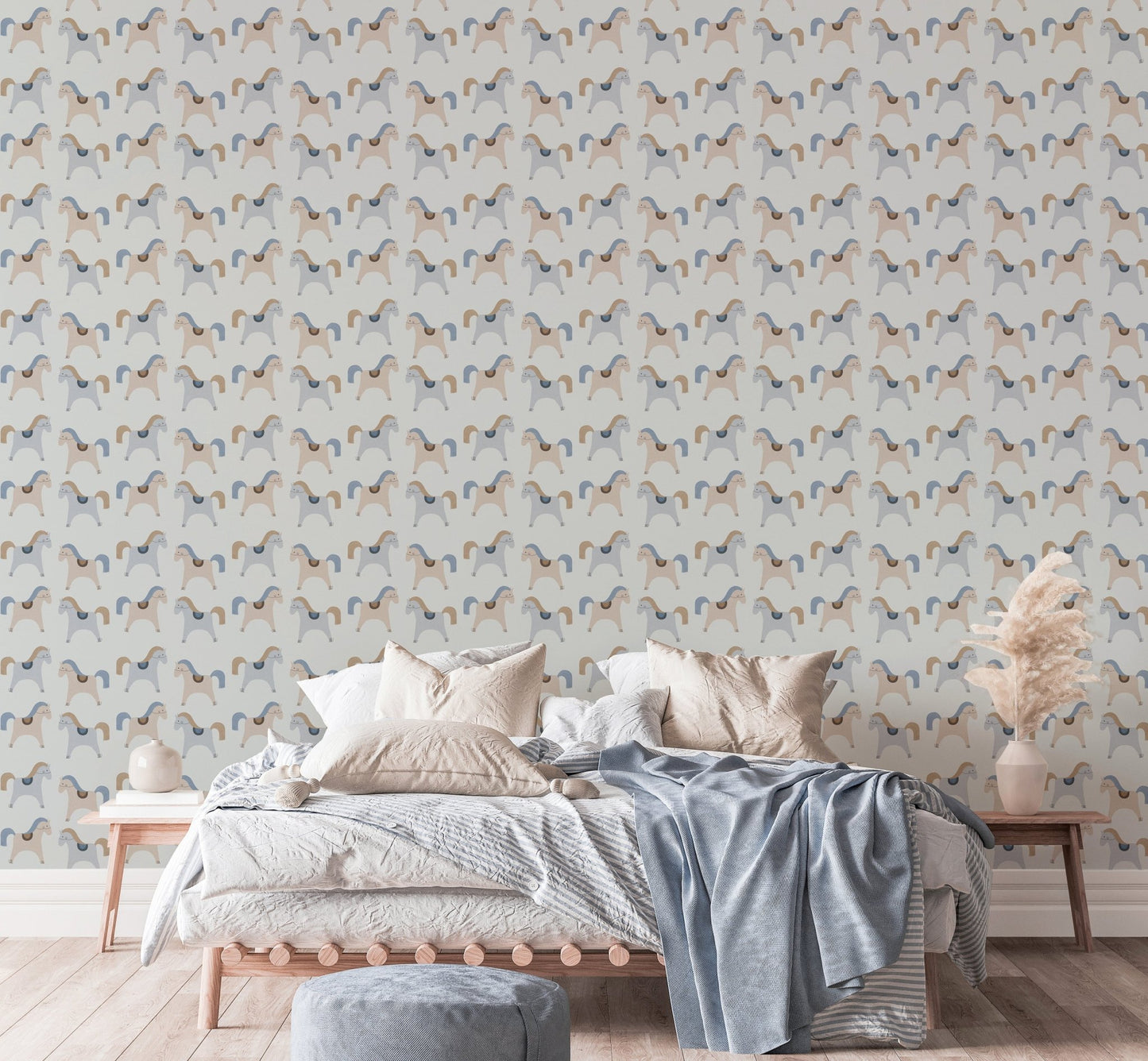 Light background with cartoon horses GD175