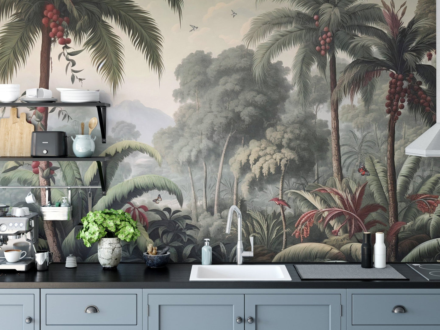 Exotic dense rain forest wallpaper design A380