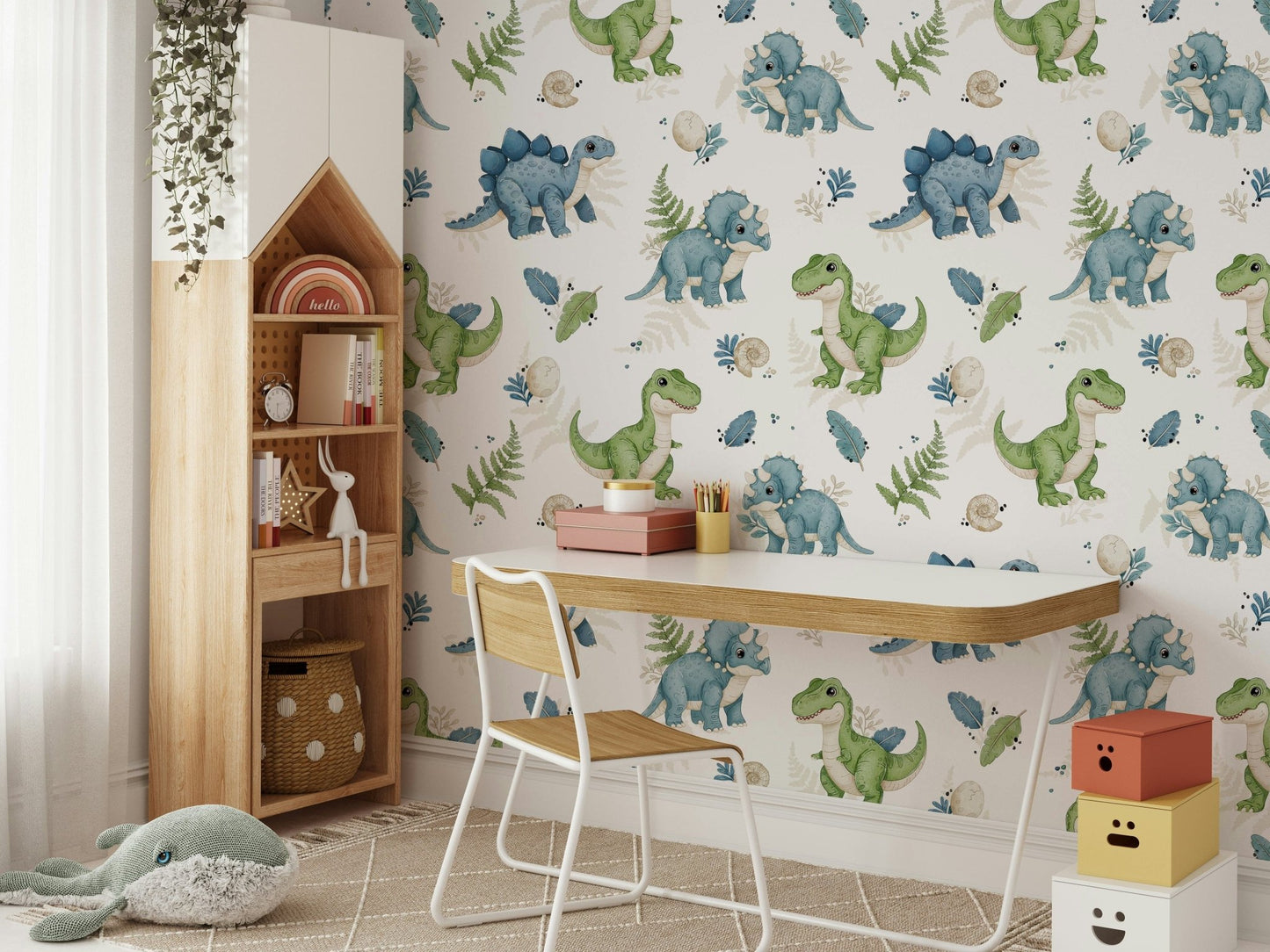 Hand-drawn baby dinosaur peel and stick