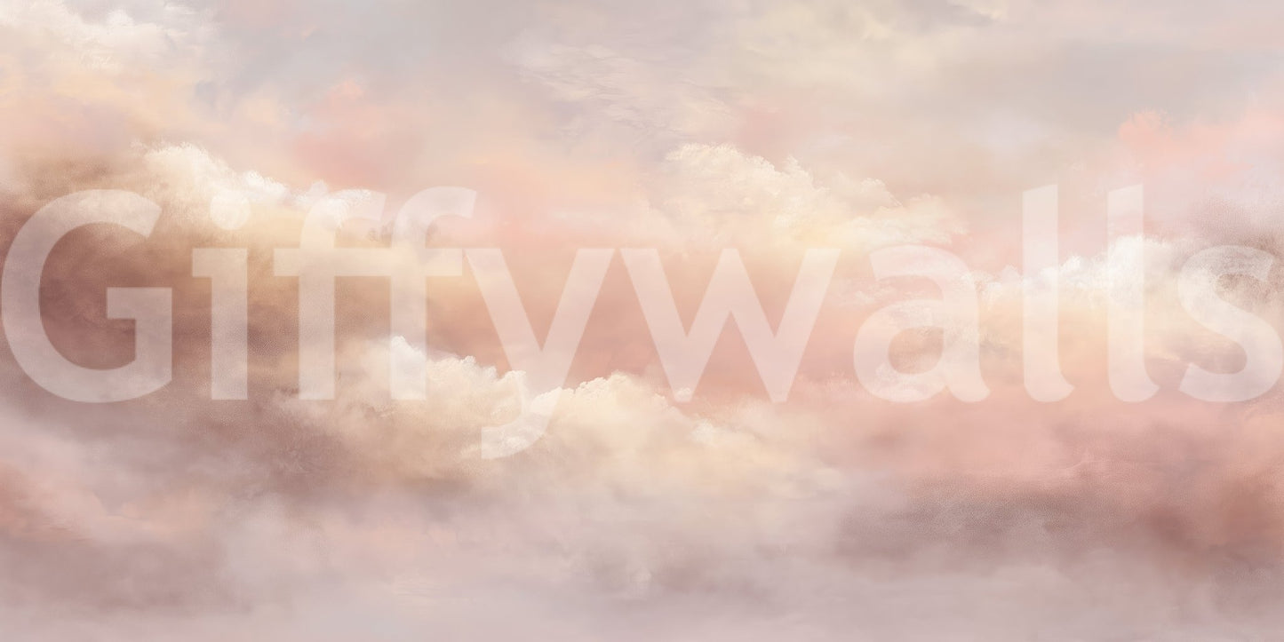 Dreamy Sky Warm Sunset wall mural with soft blush clouds in a glowing sky scene