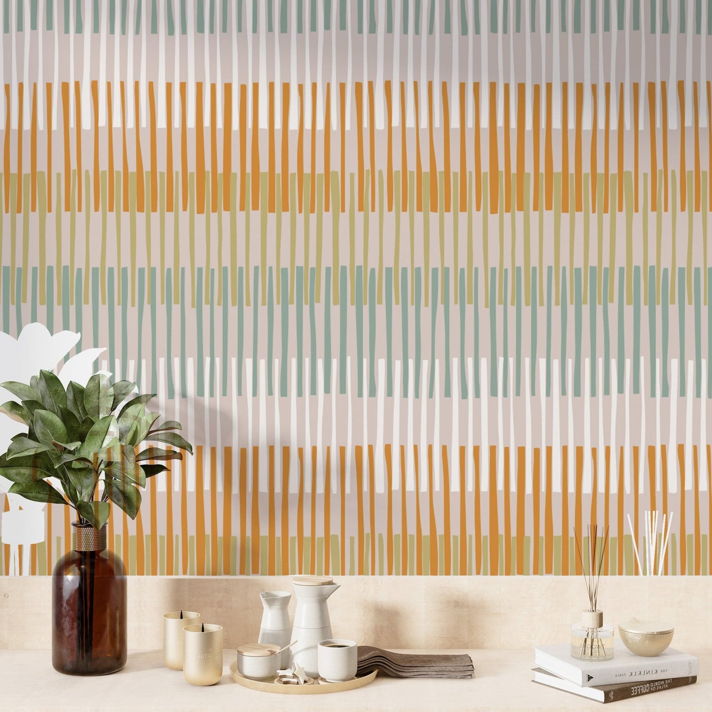Stylish Earthy Geometric Striped Wall Art
