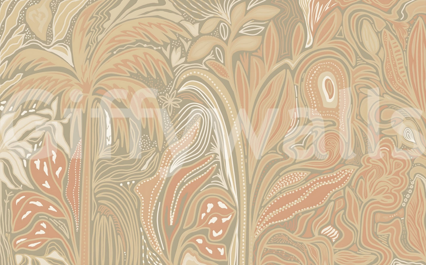 Earthy Warm Tones Jungle Rustic Abstraction Wall Mural
