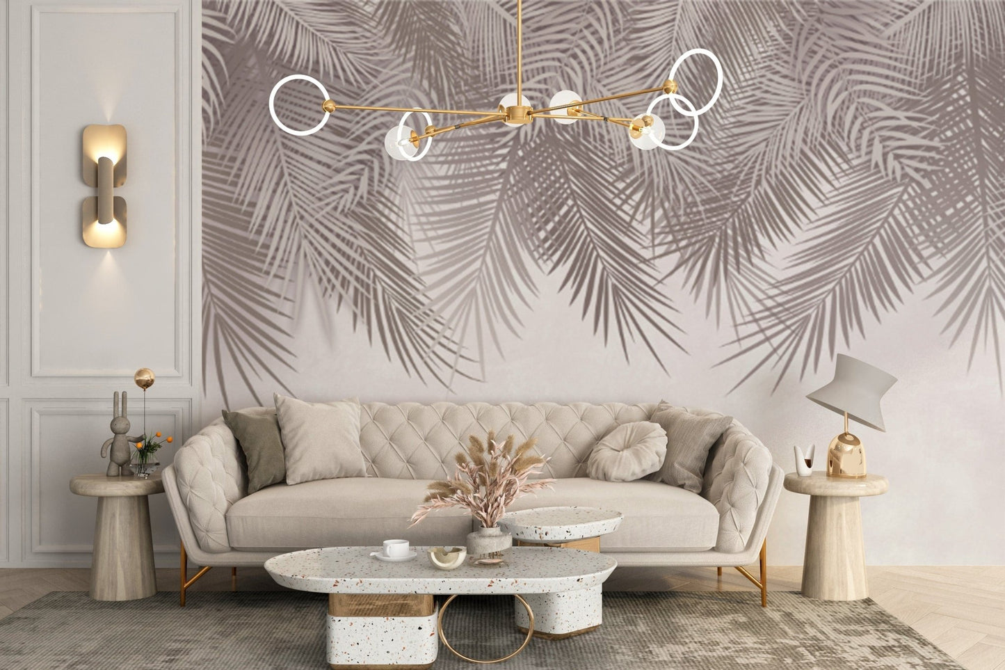 Subtle palm leaf pattern wallpaper for elegant rooms