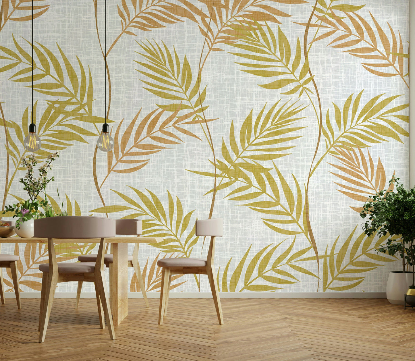 Refined palm leaves wallpaper texture