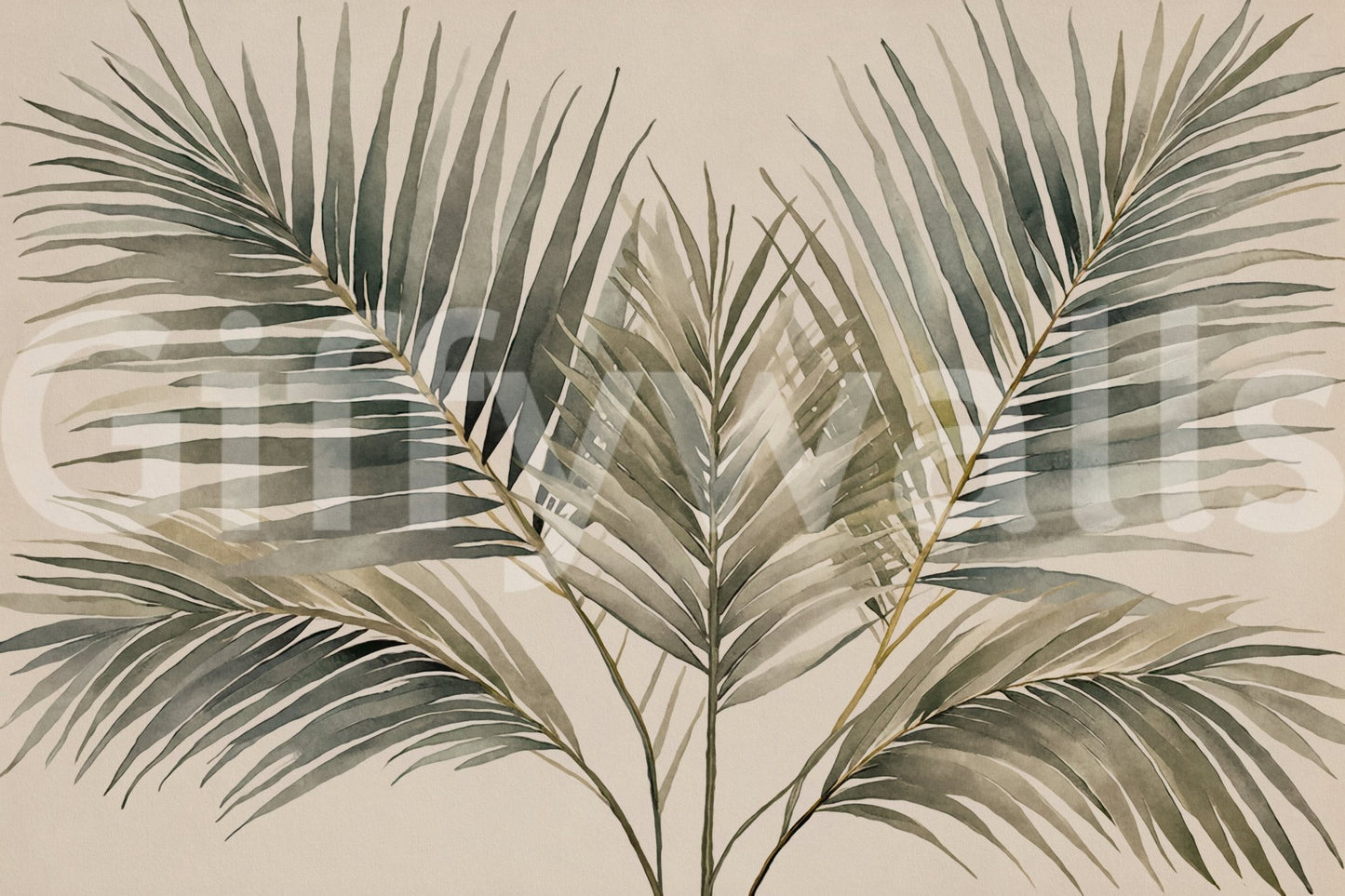 Stylish green palm wallpaper for interiors