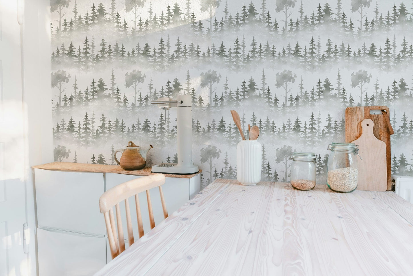 Nature-inspired winter forest wall design