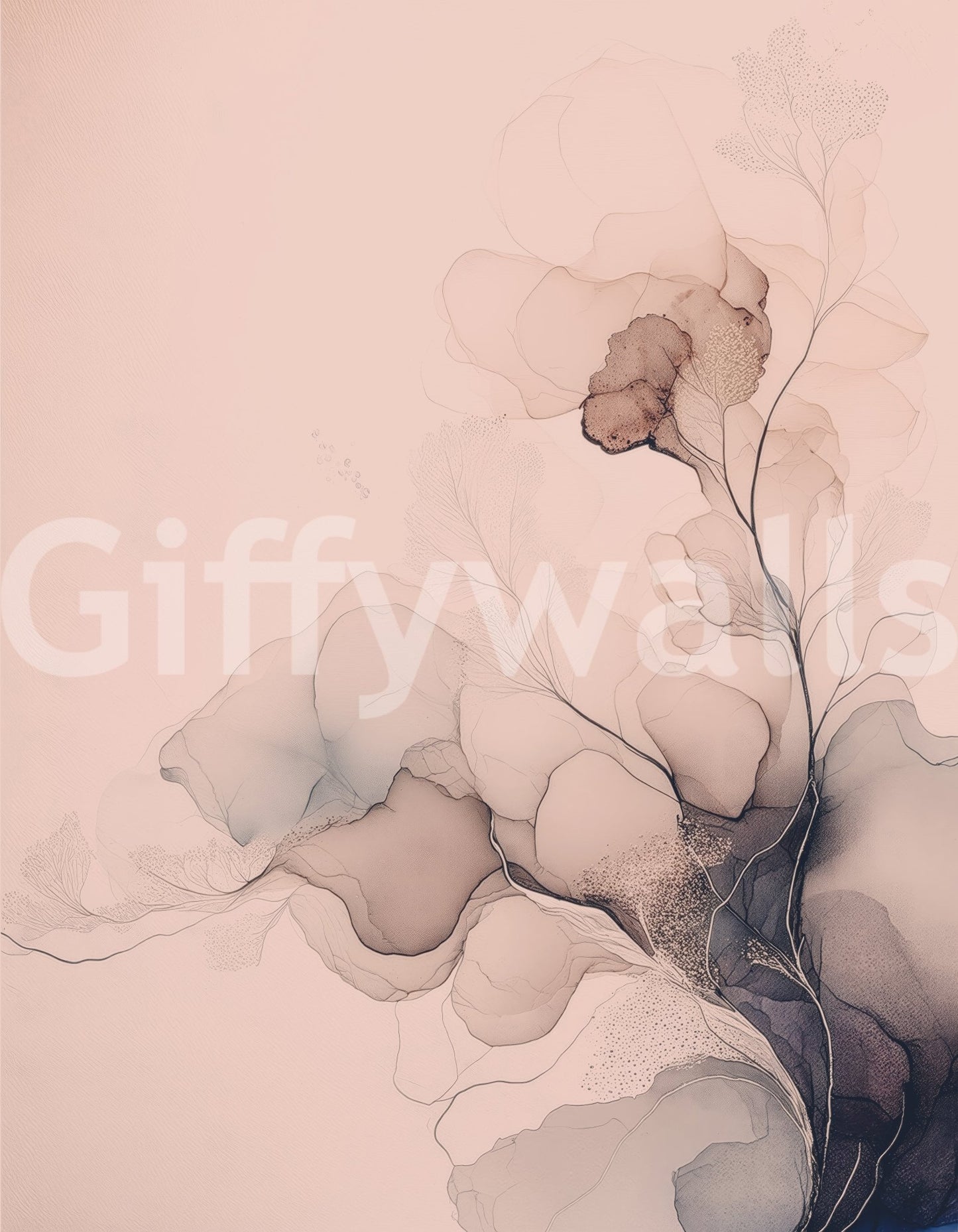 Corner view illustrating the expansive impact of the misty Ethereal Ascent Wall Mural.