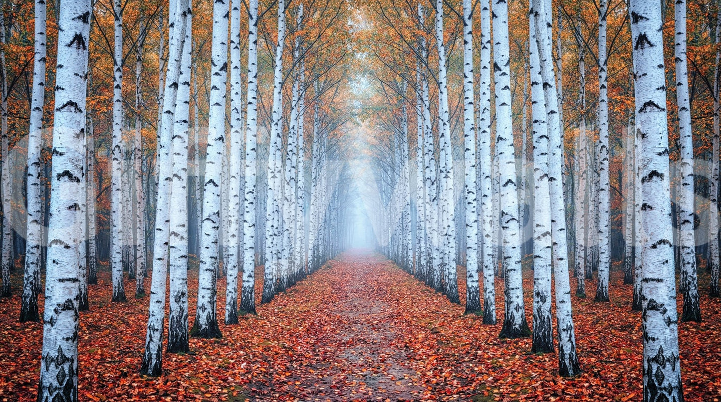 Ethereal Autumn Birches Wall Mural