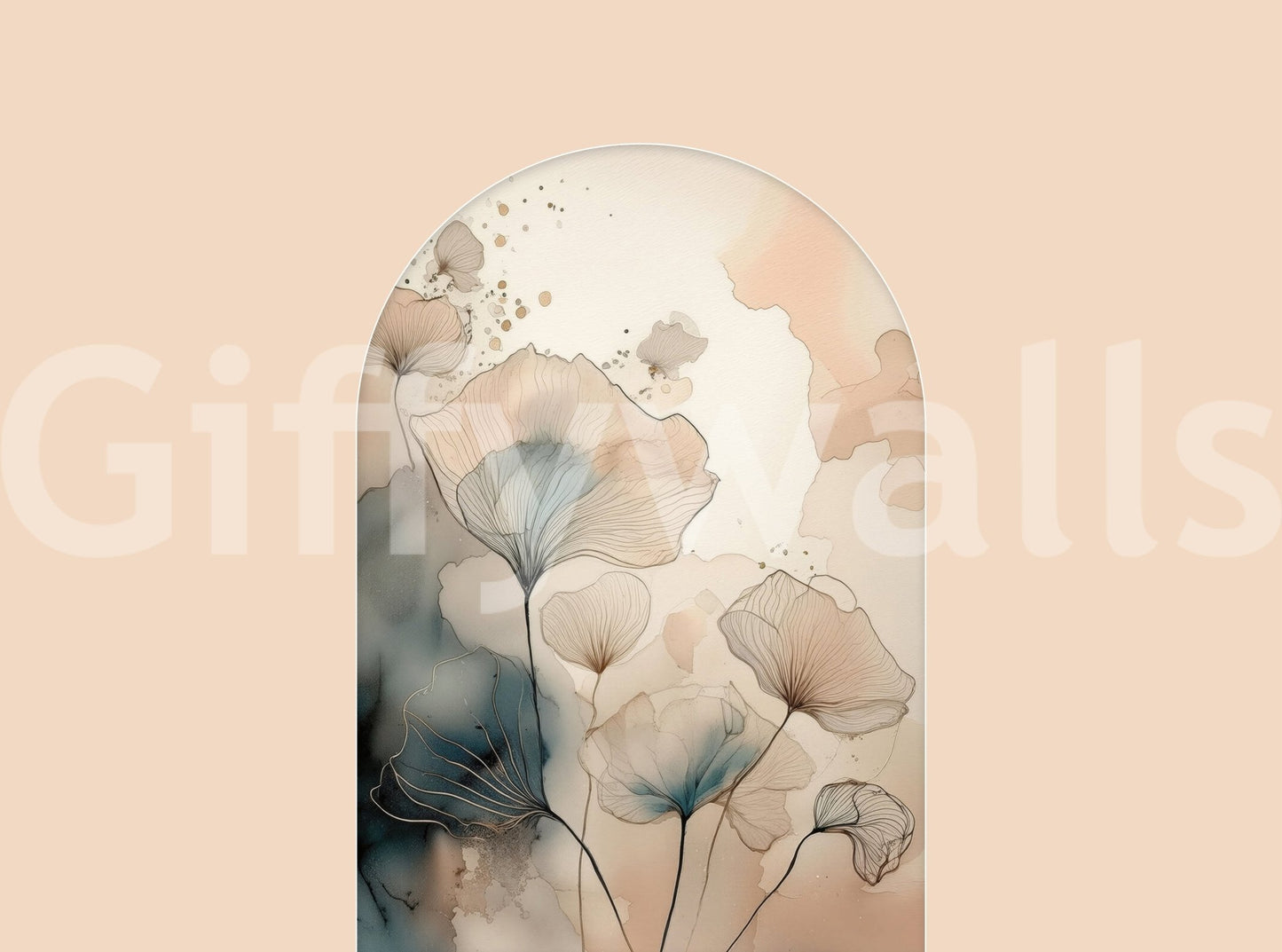 Wallpaper mural displayed effectively above a wainscoting element.