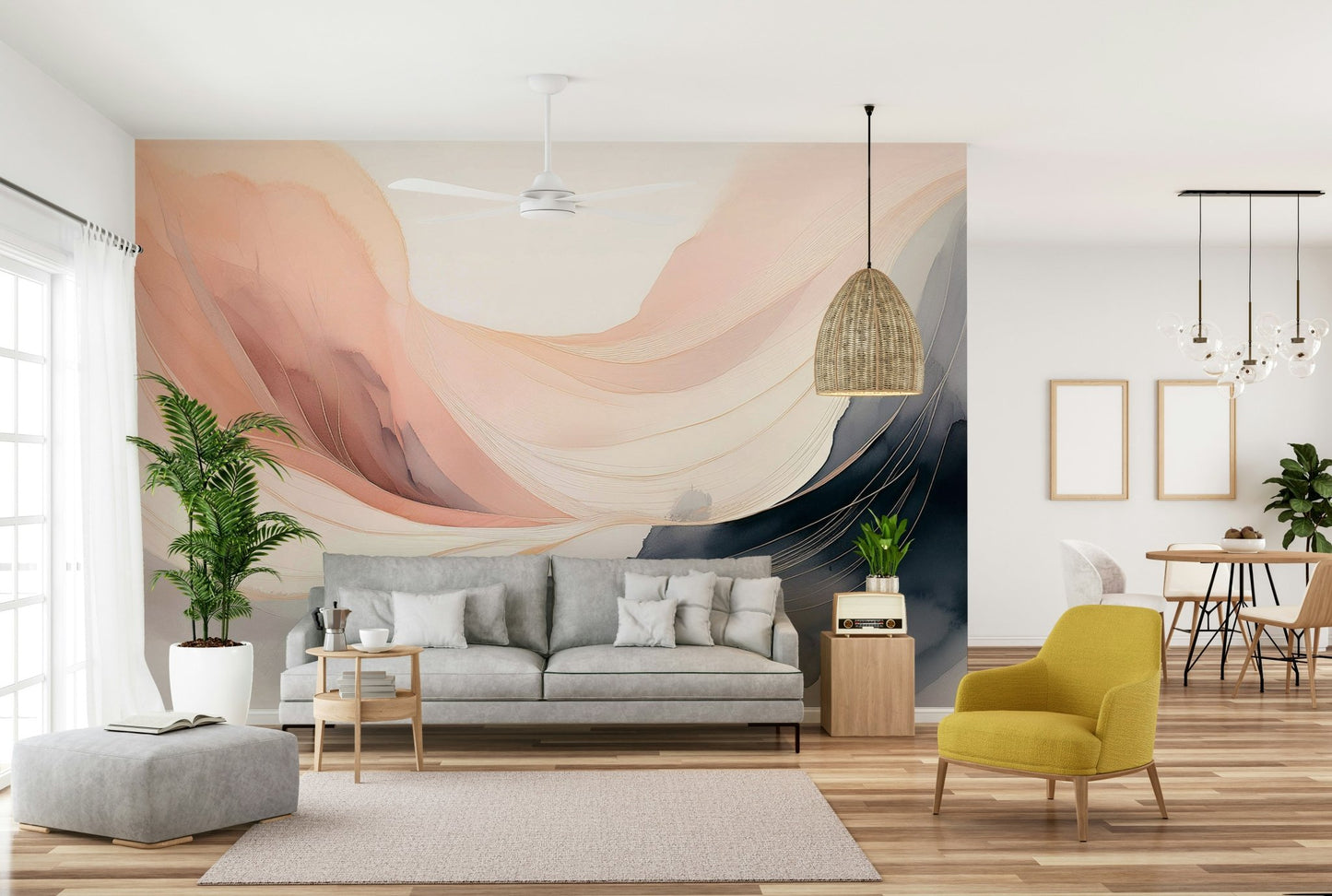 Subtle pastel wall mural for peaceful room decor., GD1639