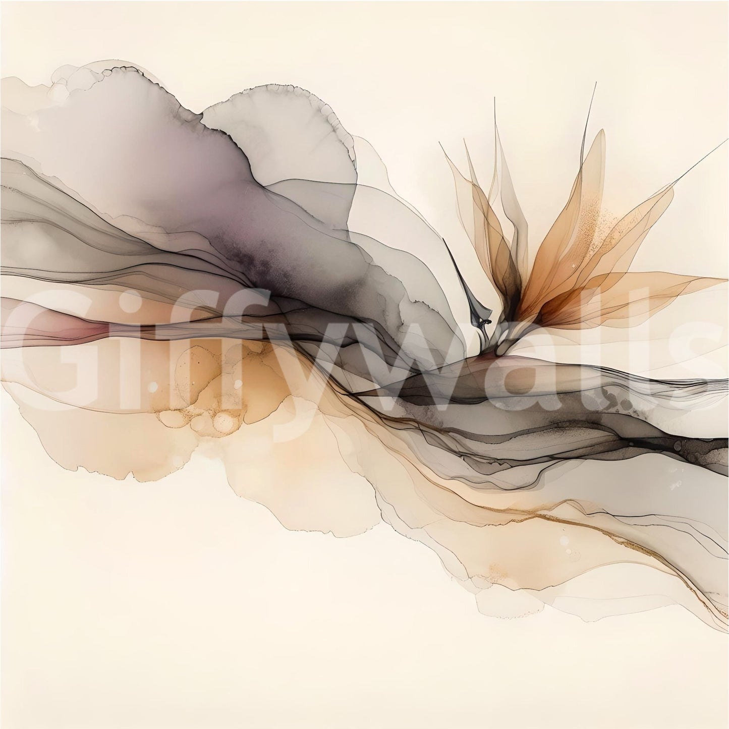 Contemporary ink mural for minimalistic spaces, GD1644