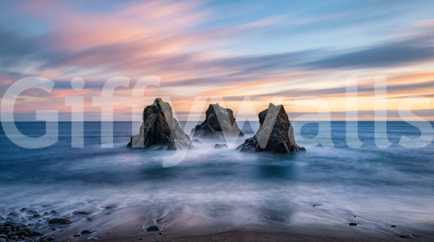 Ethereal Ocean Rocks at Sunset Wall Mural