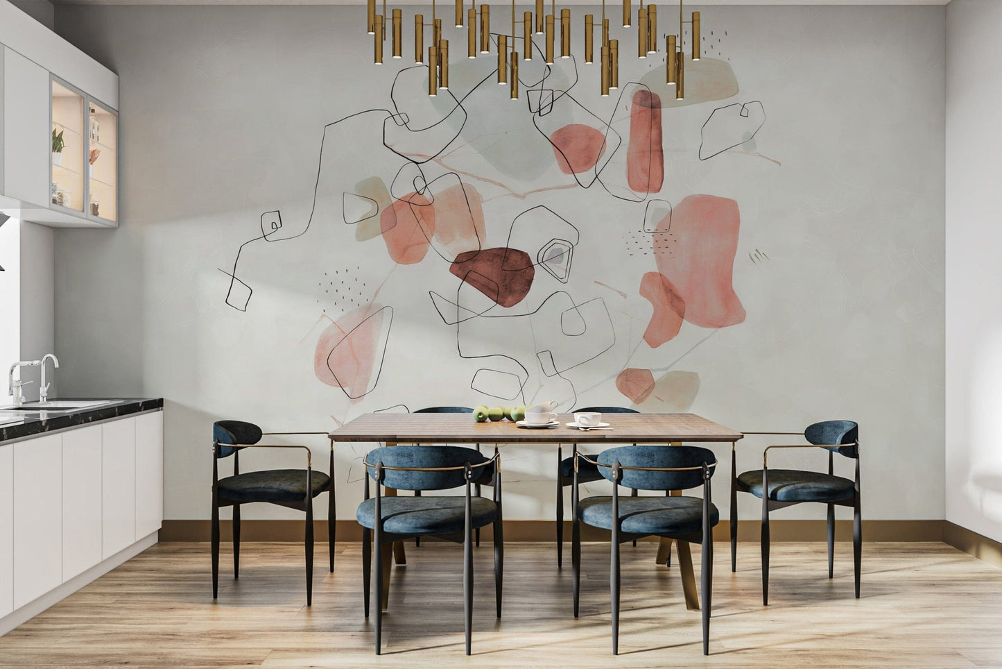 Ethereal watercolor mural for contemporary spaces, C262