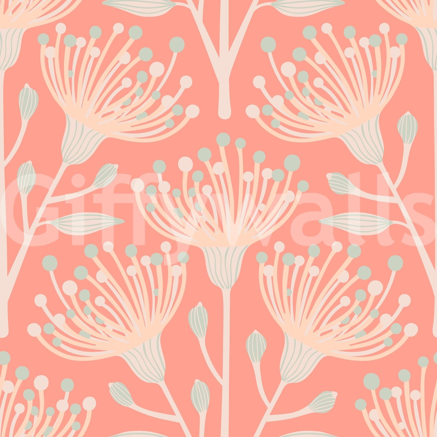 The Eucalyptus Floral mural gives the space a natural and inviting touch. GD2791