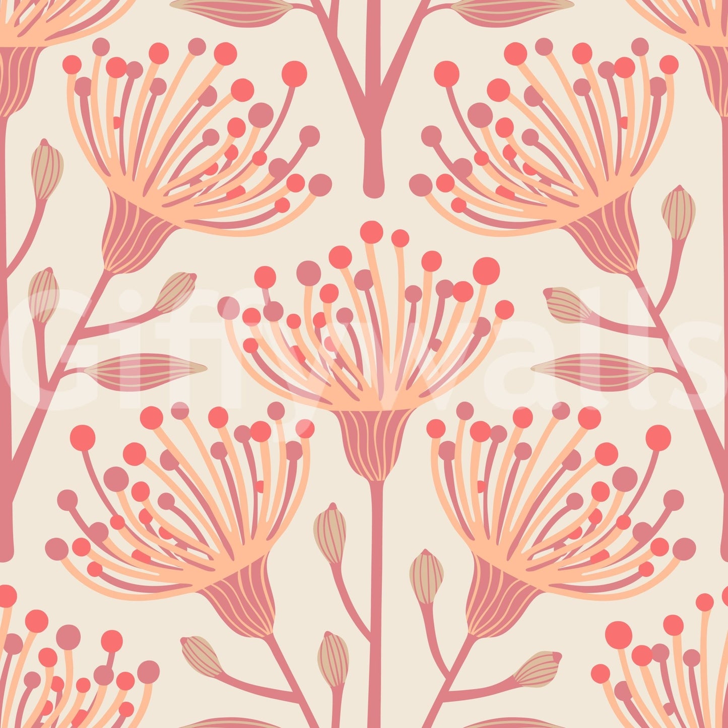 The Eucalyptus Floral mural gives the space a natural and quiet touch.