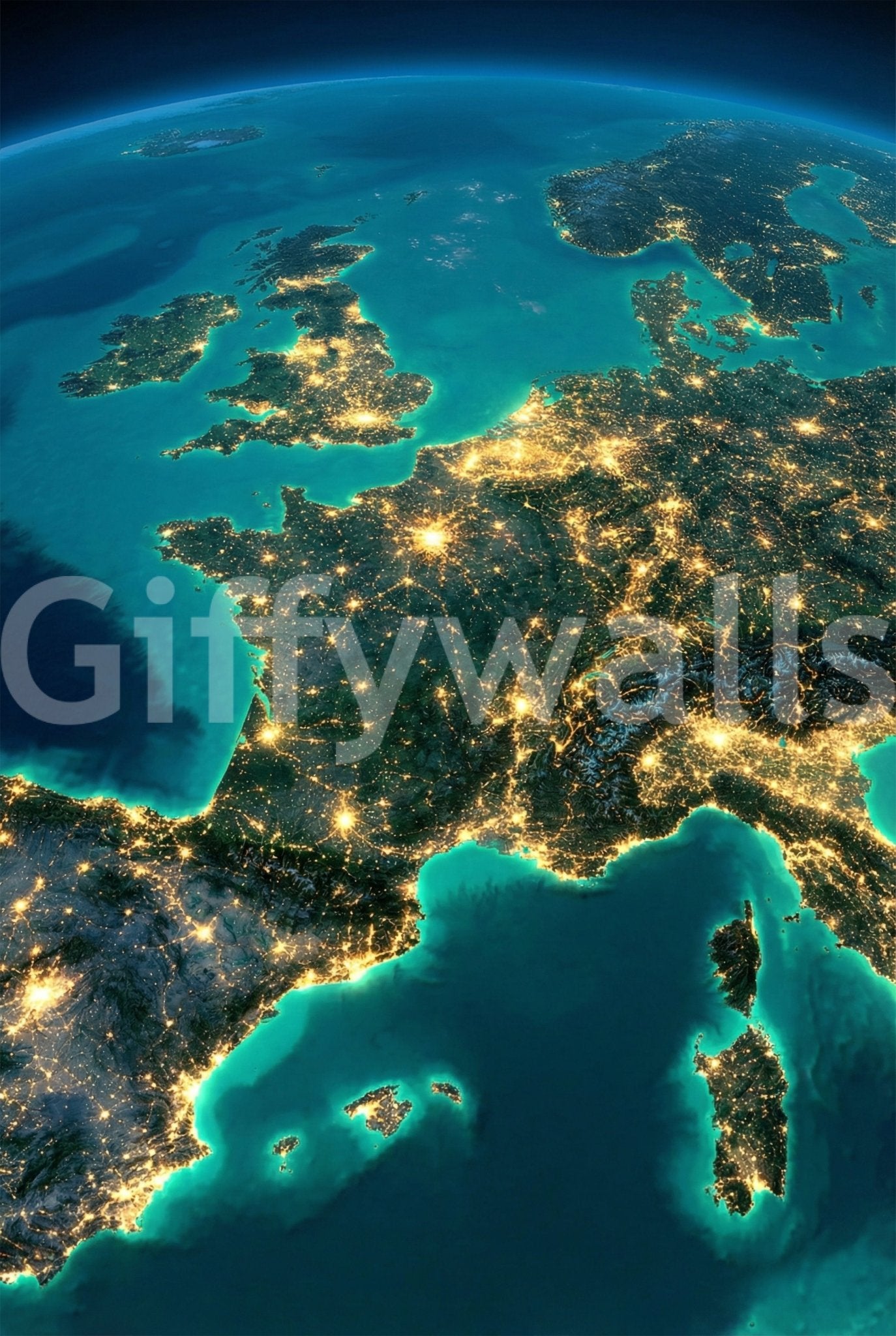 High-definition satellite imagery wallpaper for a wall mural.