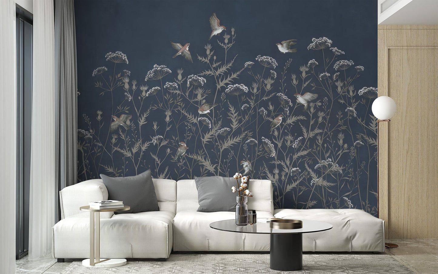 Refined aviary mural for elegant interior design, C294