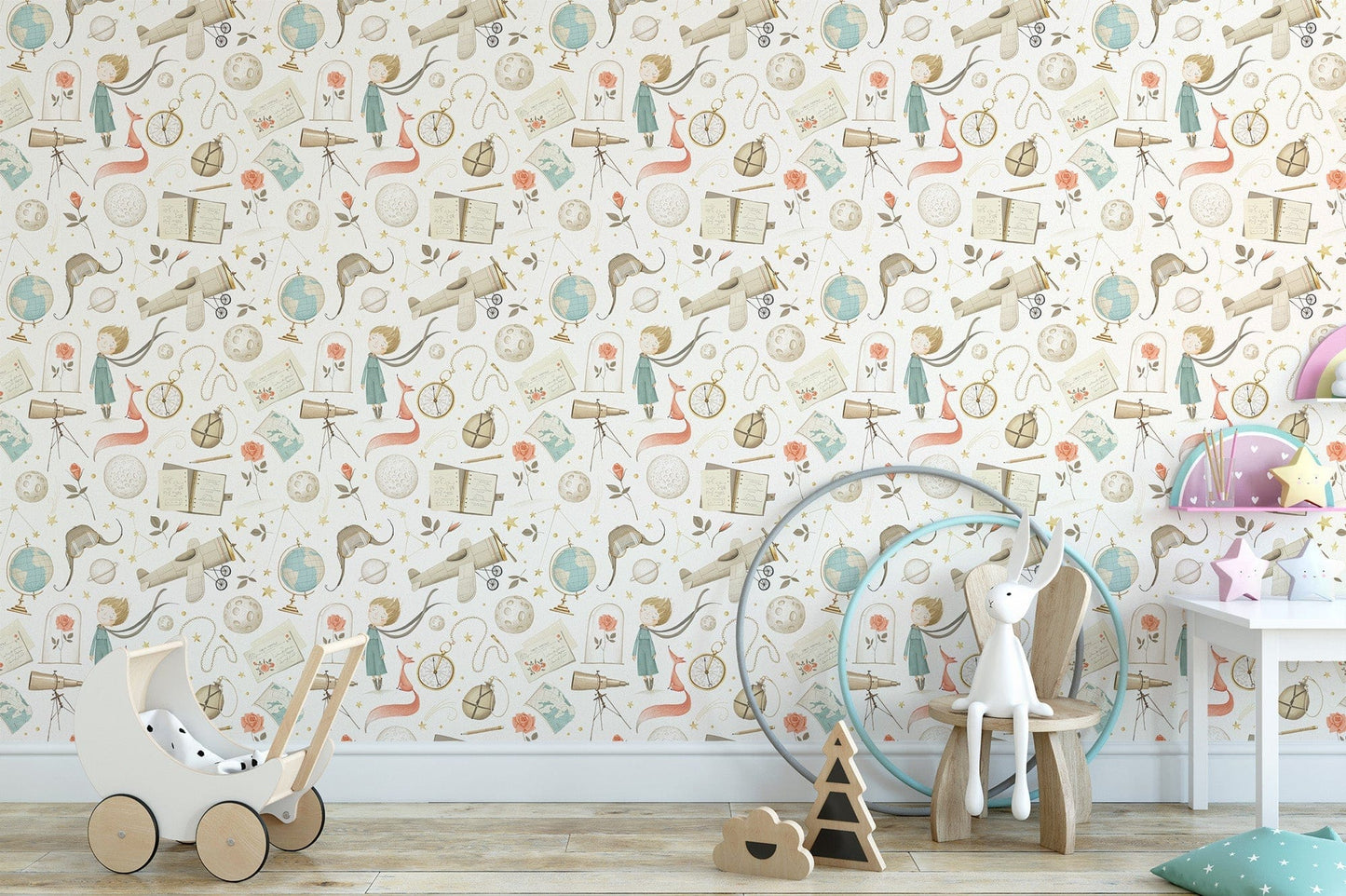 Whimsical explorer wallpaper for kids, B461
