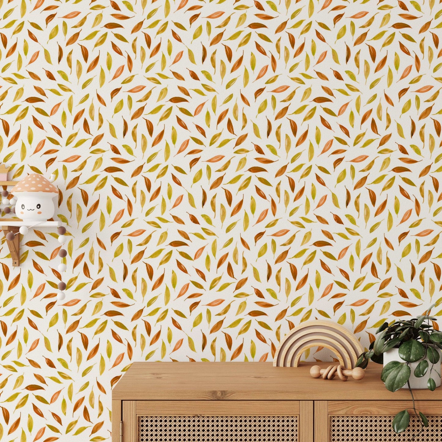 Warm-toned falling leaves design