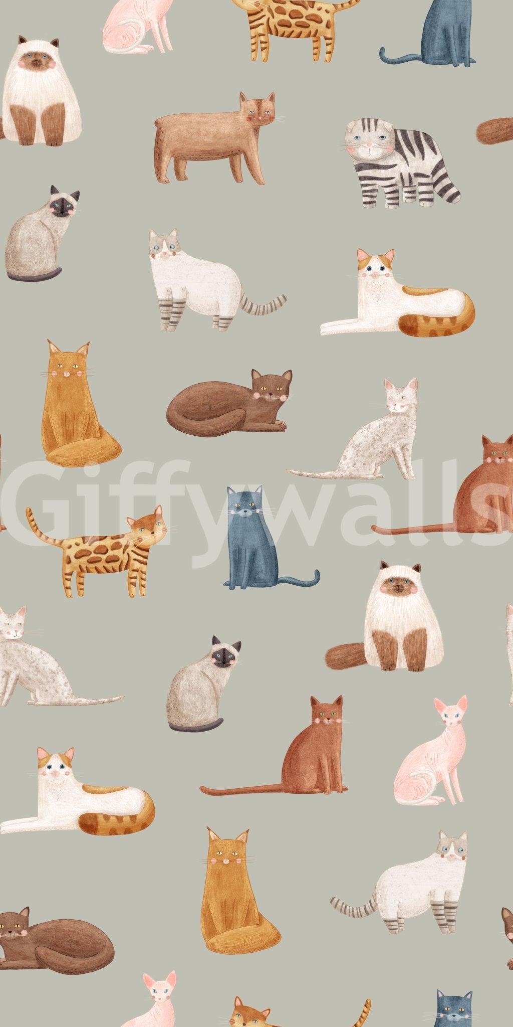 Fancy Felines in Safari Green Wallpaper