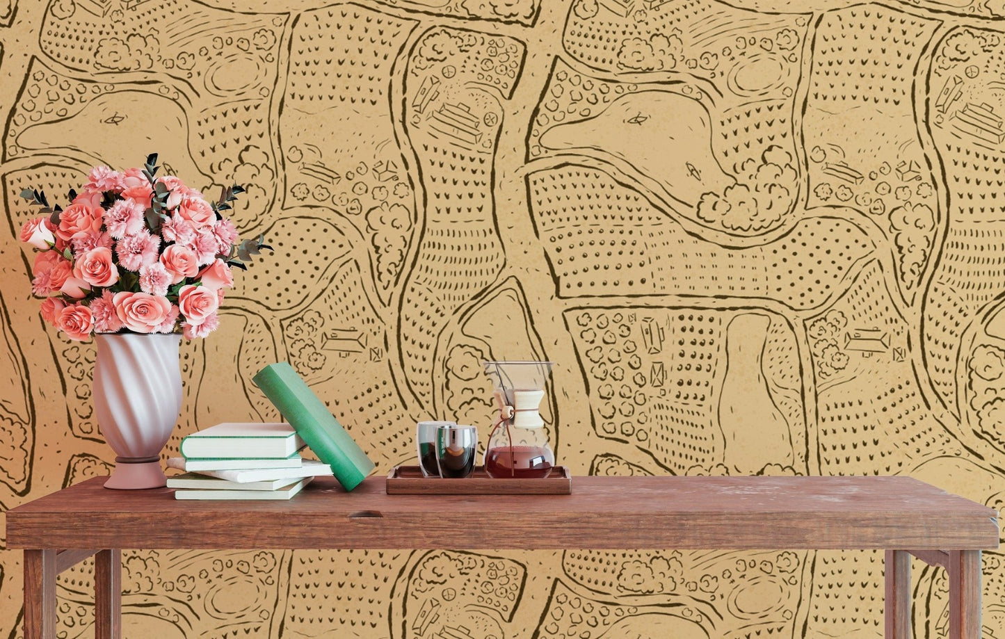 Nostalgic farmland roadtrip mural for a classic country charm.