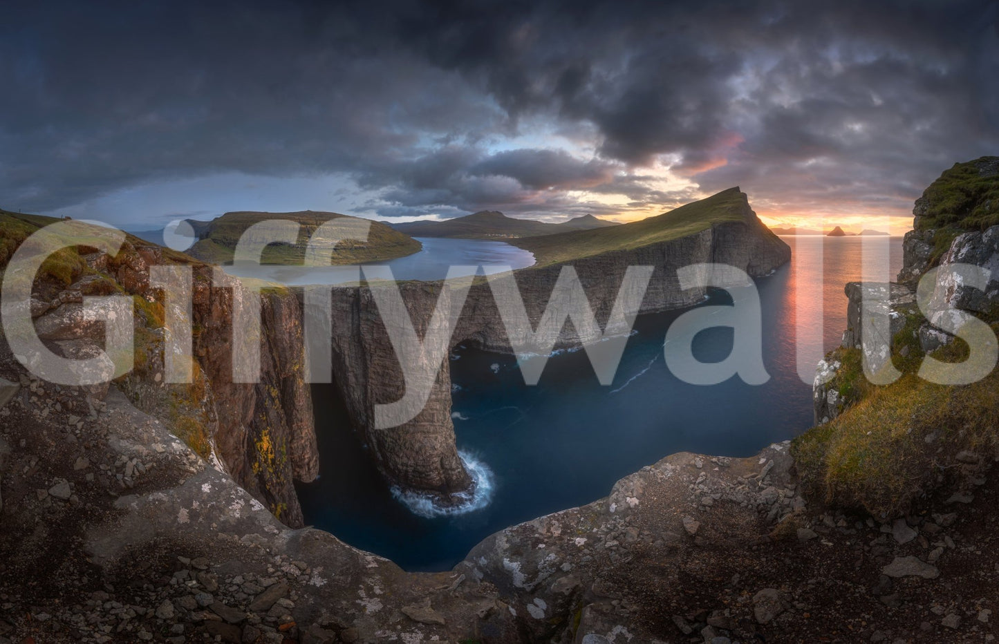 A high-quality minimalist cliff wall mural for walls.
