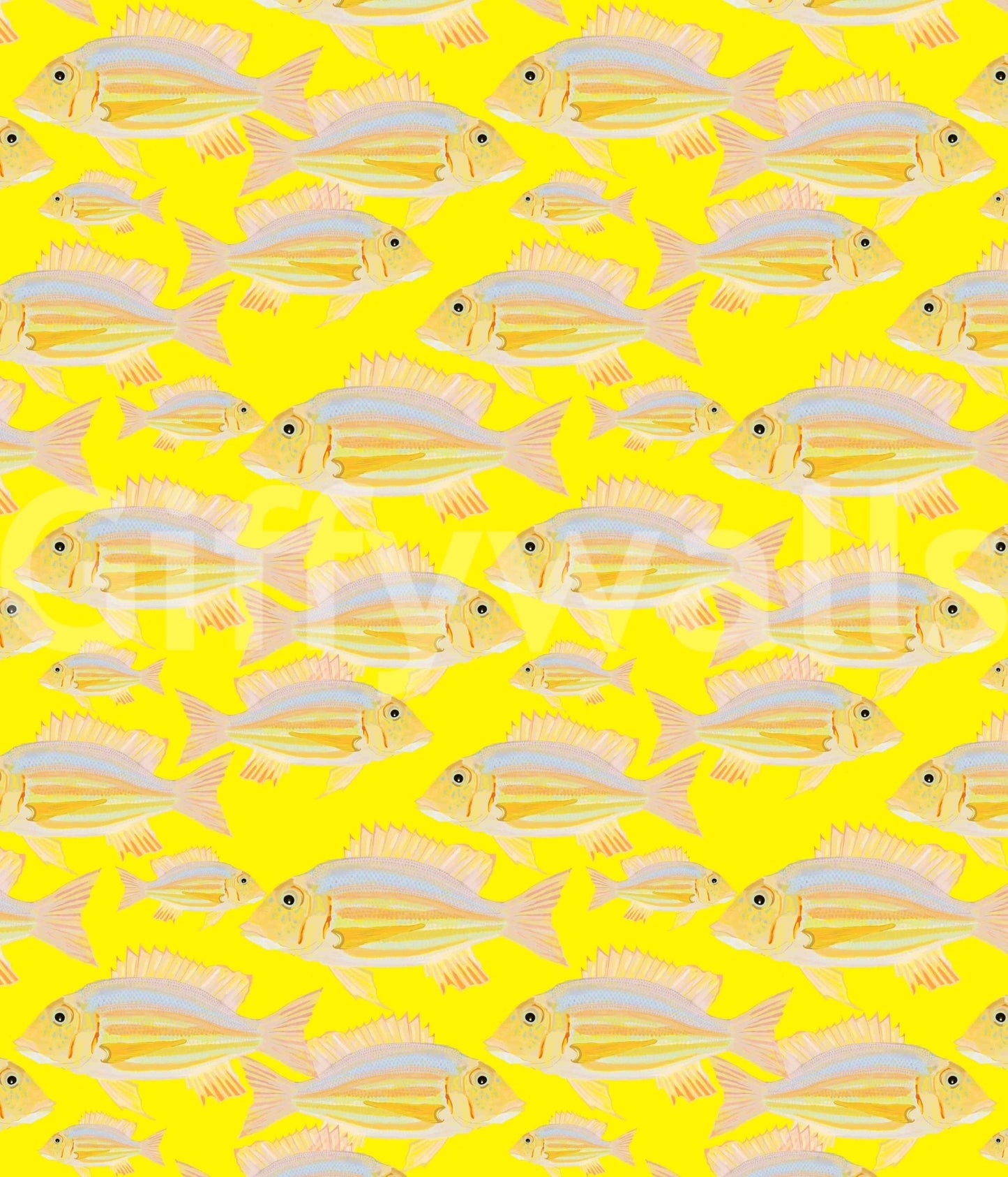 Soft pastel fish wallpaper in a calming, oceanic design