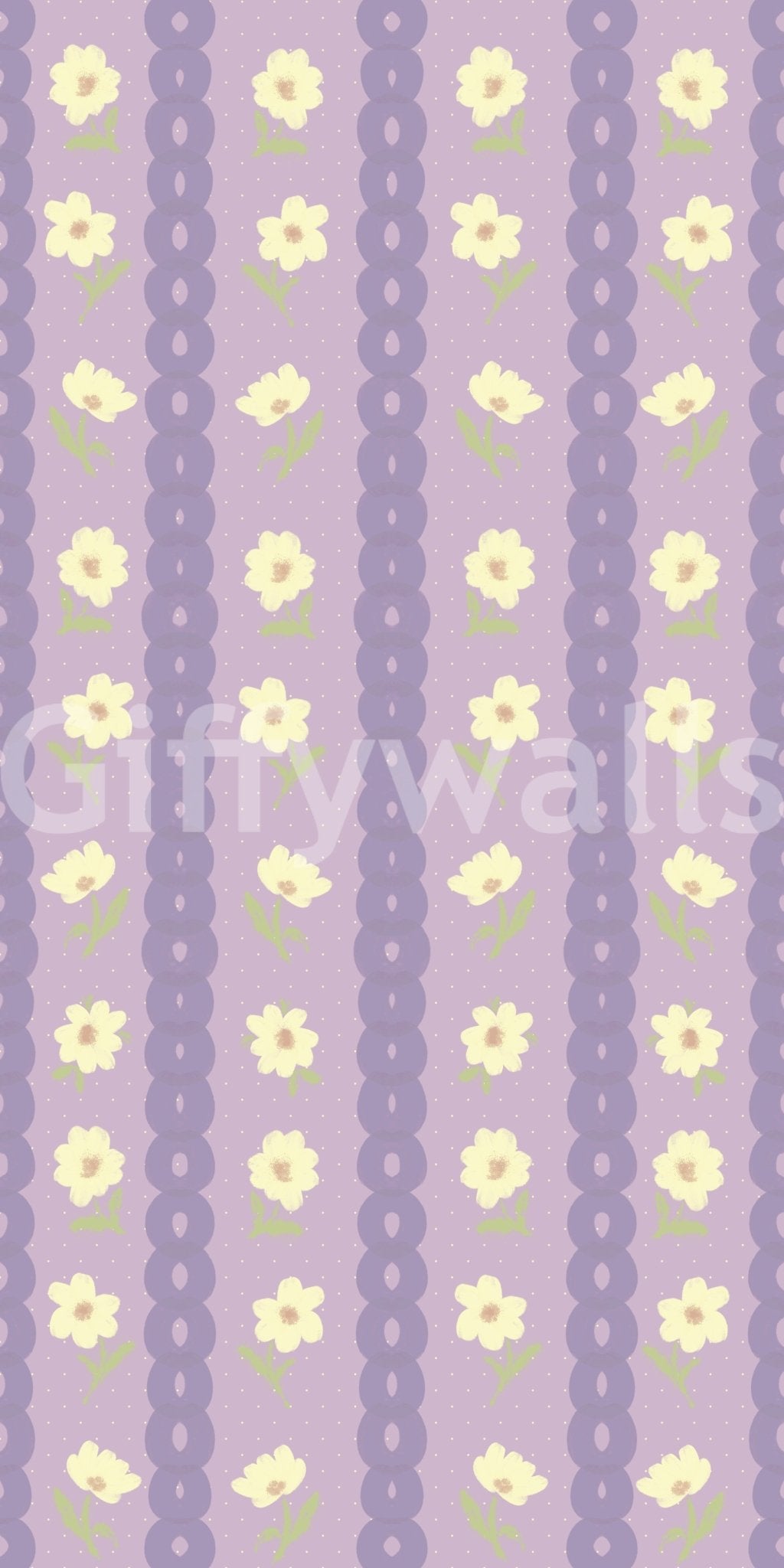 Floral Lavender Stripe Wallpaper