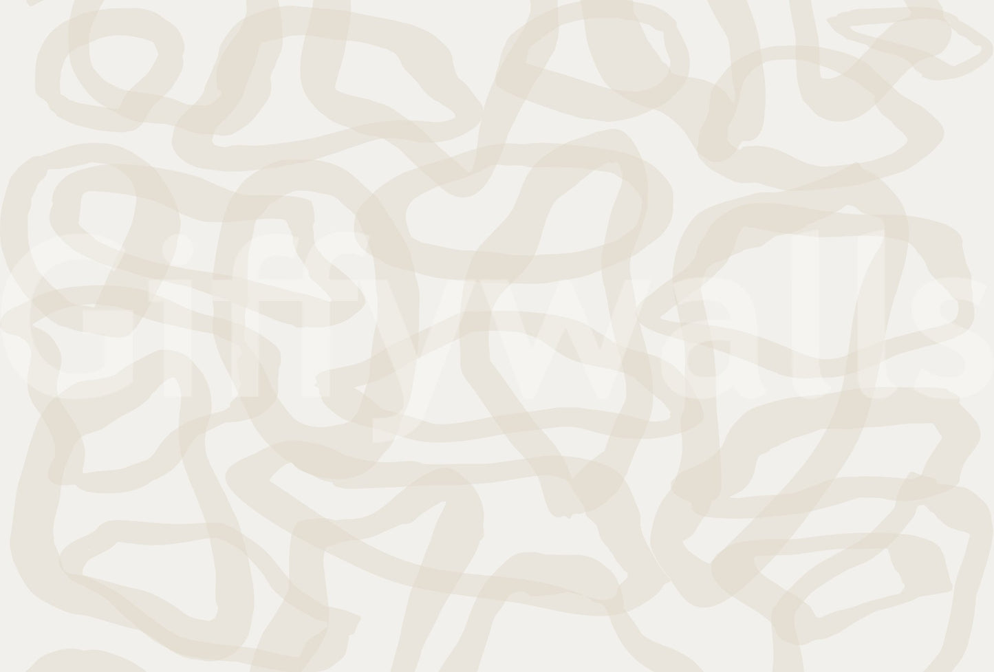 Abstract line movement in Flow State Wall Mural with layered beige contour shapes