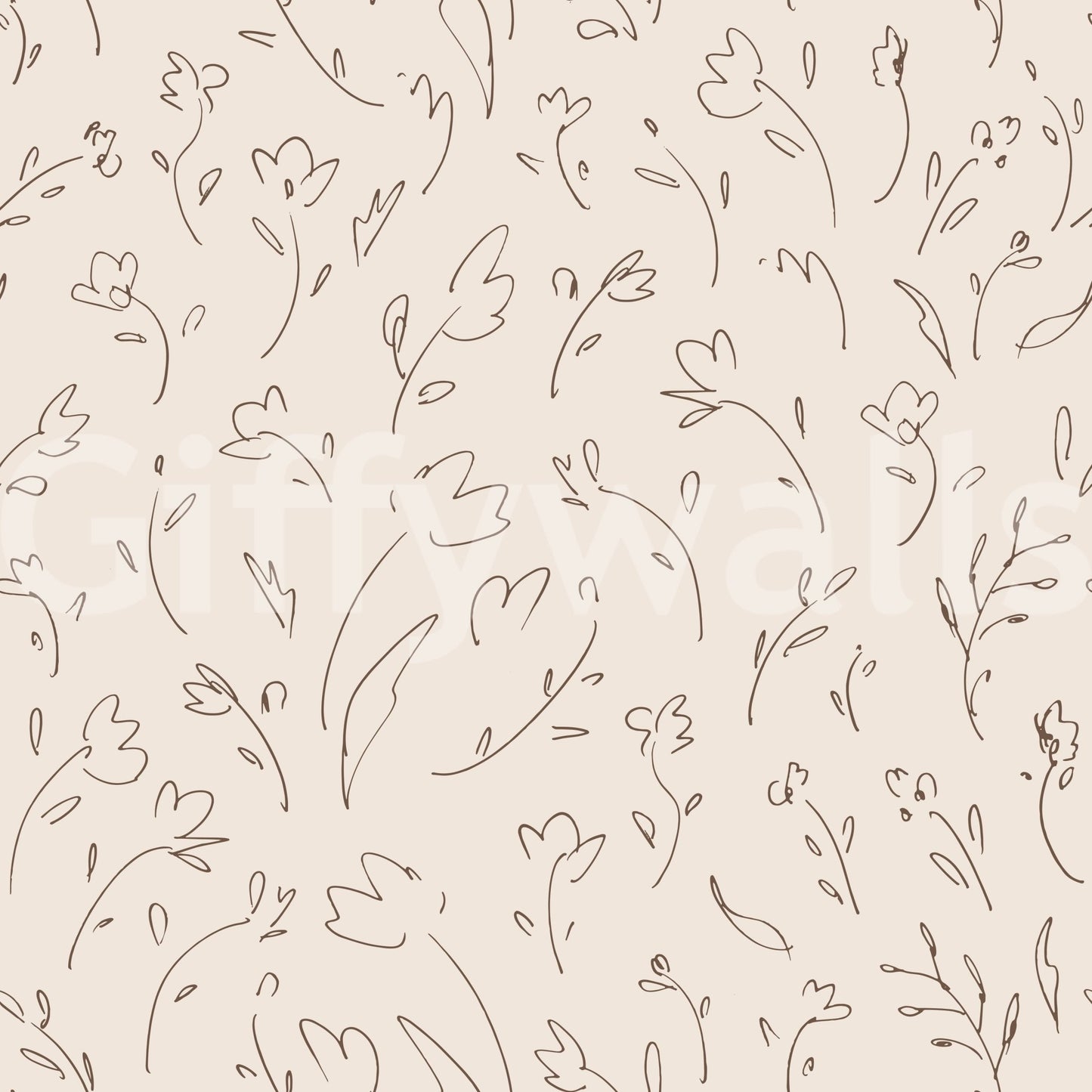 A seamless pattern of sketched flowers on a wall