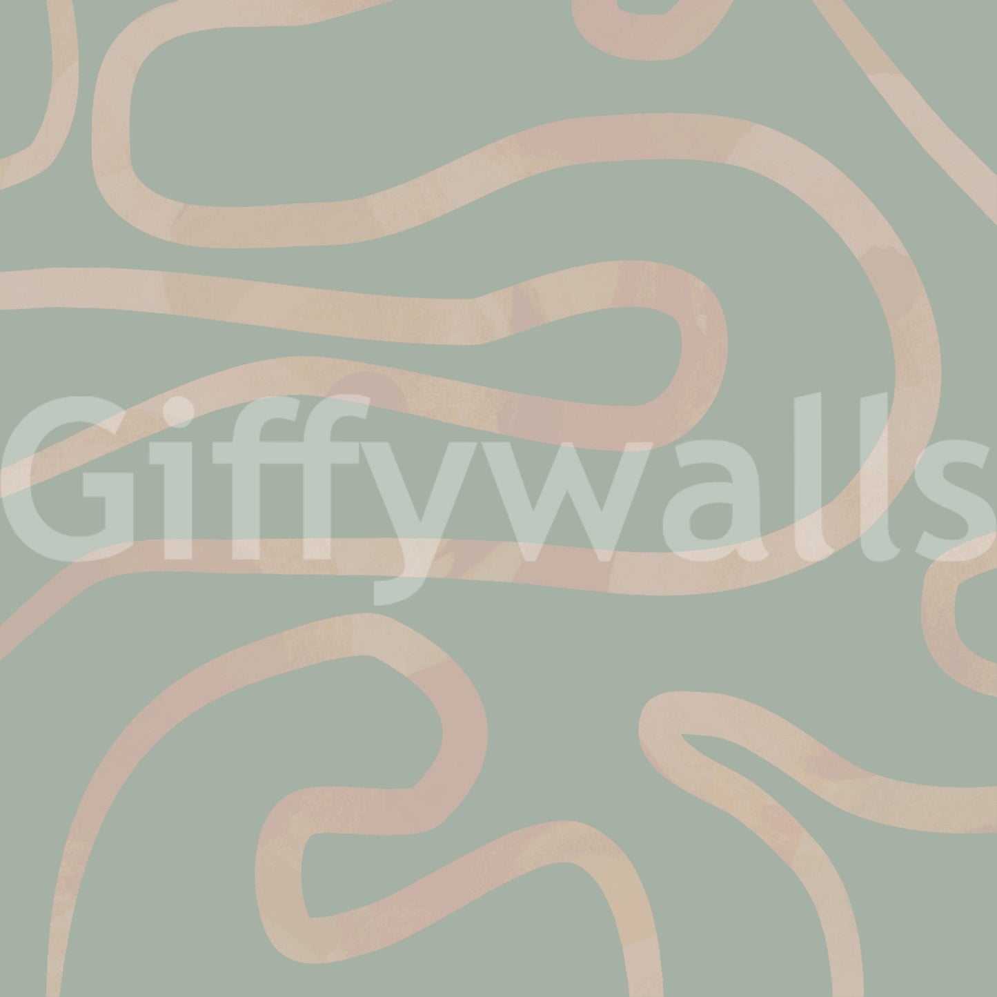Dreamy Flowing Lines Green ethereal modern abstract mural art., GD6999