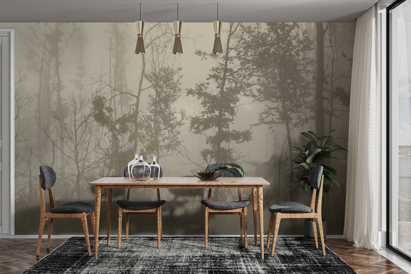 Foggy forest landscape wallpaper design D303