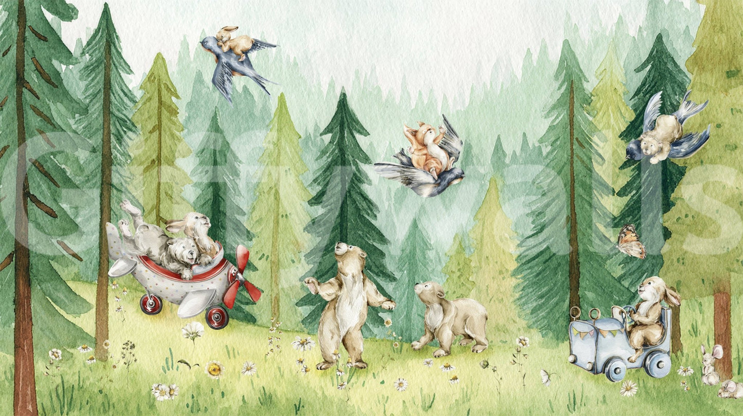 Magical forest mural wallpaper Forest Friends Take Flight Wall Mural