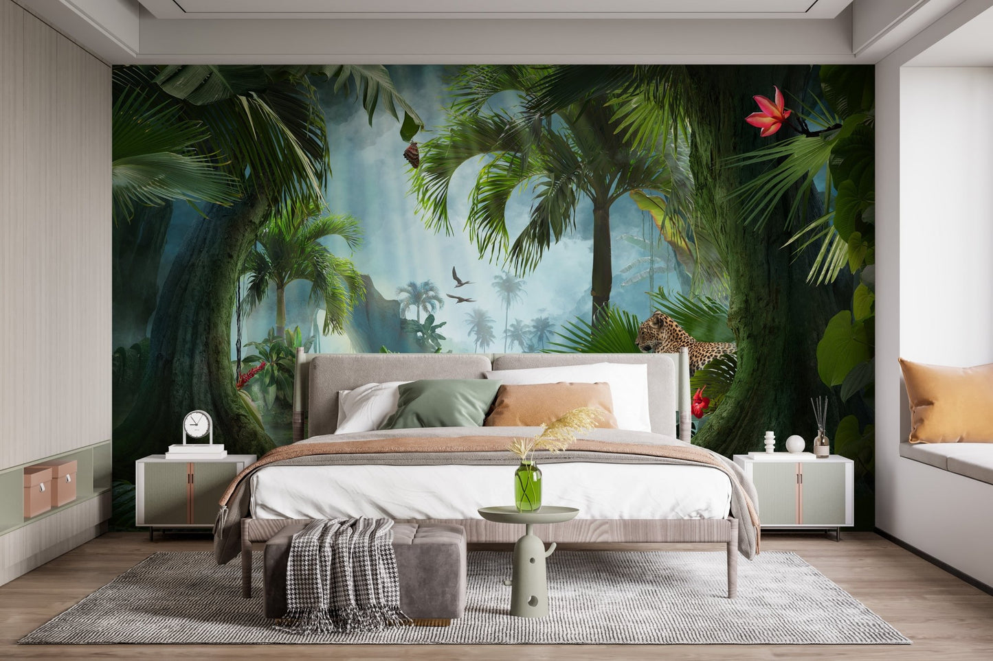 Elegant wildlife wallpaper mural with lagoon A591